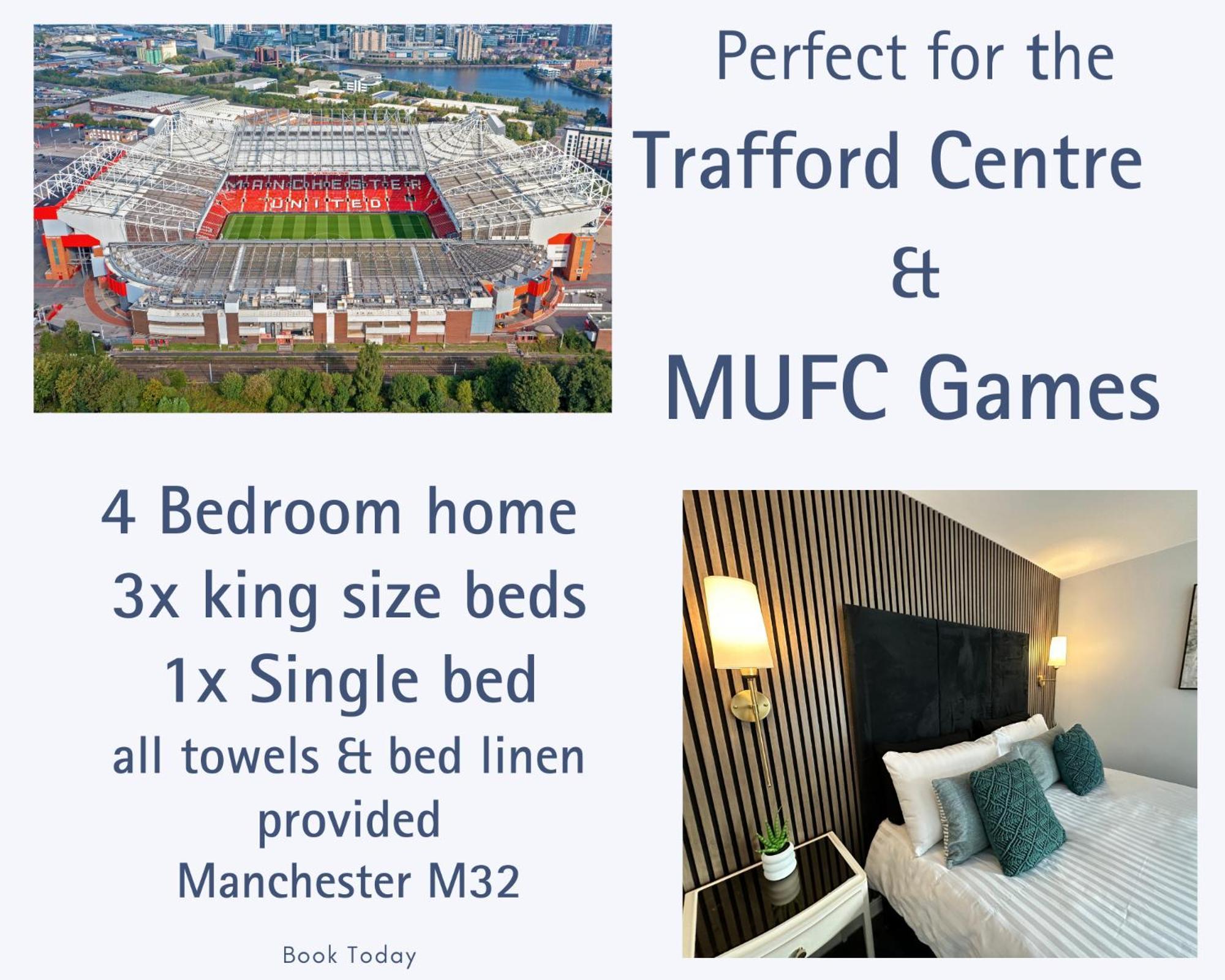 Waterside Mufc & Trafford Centre Townhouse 4 Bedroom Free Parking Манчестер Экстерьер фото